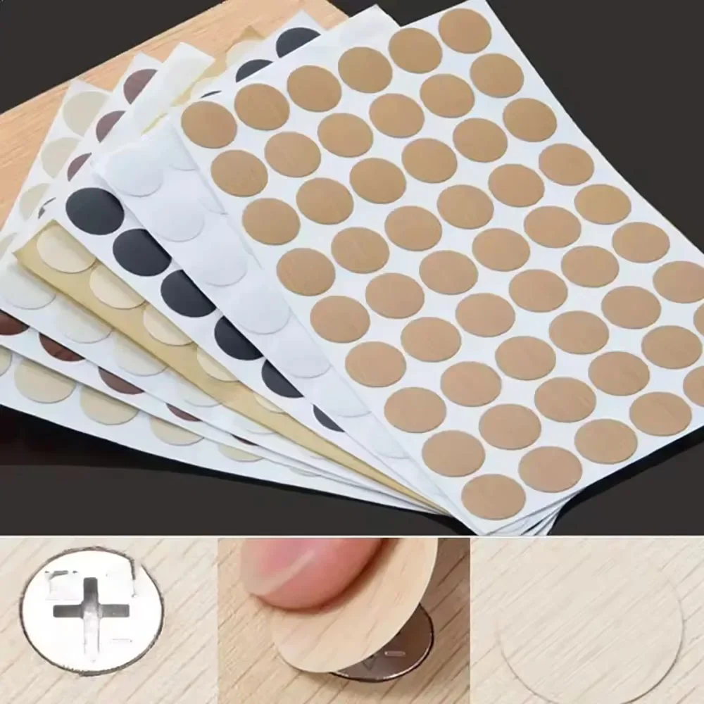 Woodworking Glue - 54 Stück/Set selbstklebende Holzschraubenkappen-Aufkleber, Möbel-Lochabdeckungen für
