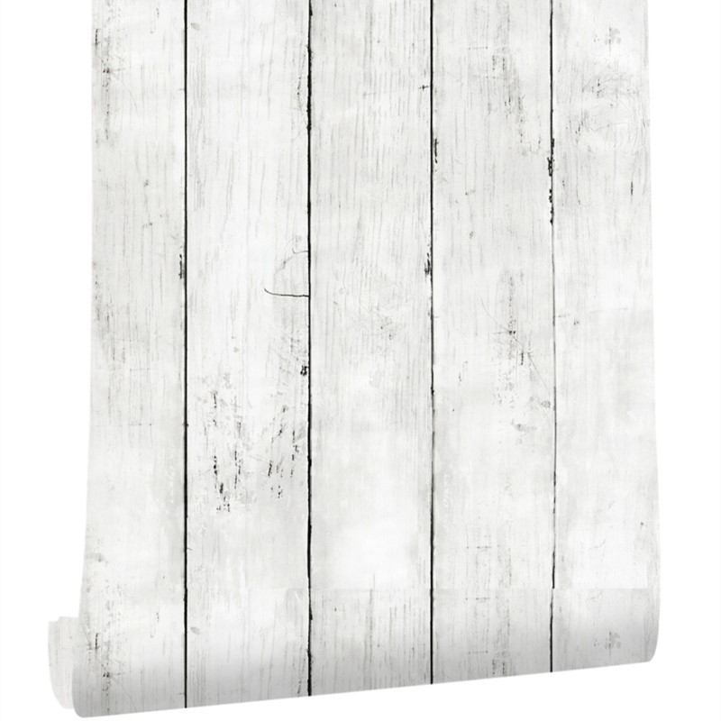 Woodworking Wallpaper - Elfenbeinweiß Retro Imitation Holz Vertikales Muster